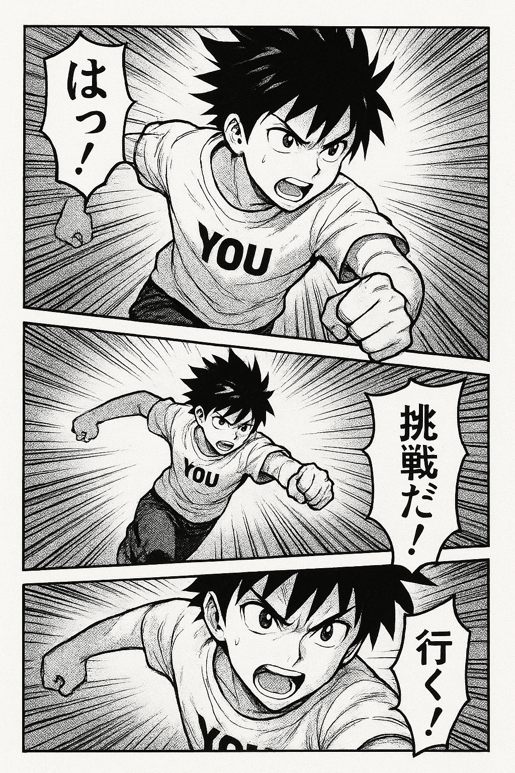 Sample manga panel page — what your custom manga looks like